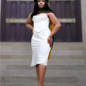 House of CB Elegant White Strapless Dress - one only for photos